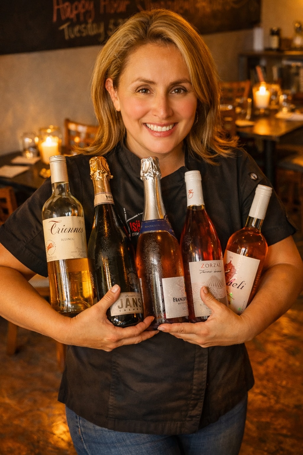 Cynthia with wine selection